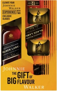 Johnnie Walker Black Label Gift Pack Blended Scotch Whisky 750 ml