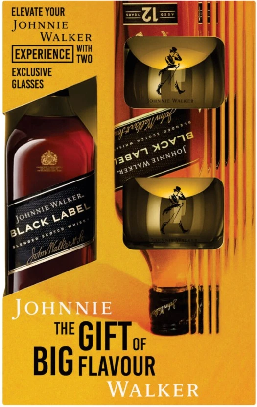 Johnnie Walker Black Label Gift Pack Blended Scotch Whisky 750 ml
