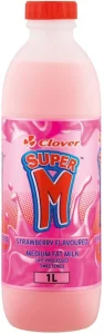 Clover Super M Flavoured Medium Fat Milk Strawberry Flavour 6 X 1 L
