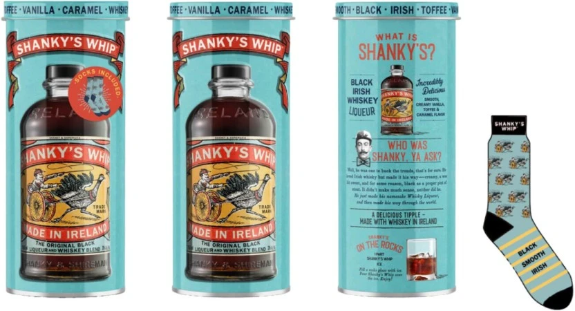 Shankys Whip Gift Tin Including Socks Irish Whiskey 750 ml