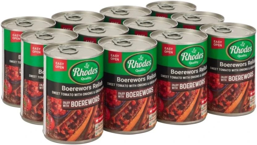 Rhodes Boerewors Relish Sweet Tomato With Onions Green Pepper Vegetables 12 x 410 g - Image 2