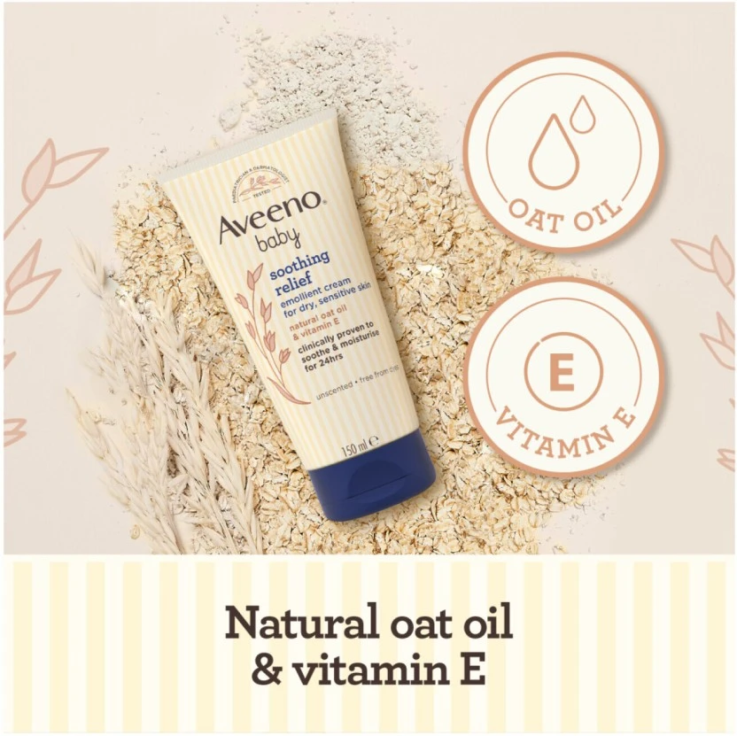 Aveeno Baby Soothing Relief Emollient Cream Body 150 ml - Image 4