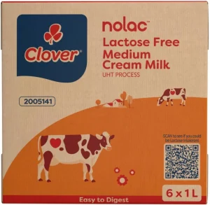 Clover Nolac Lactose Free Medium Fat Milk 6 X 1 L