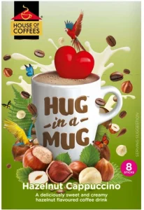 House Of Coffees Hug In A Mug Deliciously Sweet And Creamy Drink Instant Coffee Hazelnut Flavoured 8 x 24 g