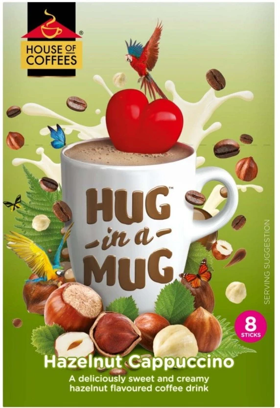 House Of Coffees Hug In A Mug Deliciously Sweet And Creamy Drink Instant Coffee Hazelnut Flavoured 8 x 24 g