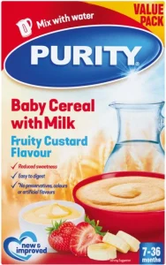 Purity Baby Cereal Fruity Custard Flavour 7+ Months 450 g