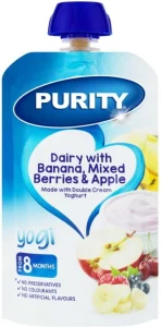 Purity Dairy With Banana Mixed Berries Apple Baby Food 6-12 Months 110 ml