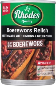 Rhodes Boerewors Relish Sweet Tomato With Onions Green Pepper Vegetables 410 g