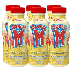 Clover Super M Flavoured Medium Fat Milk Banana Flavour 6 x 300 ml