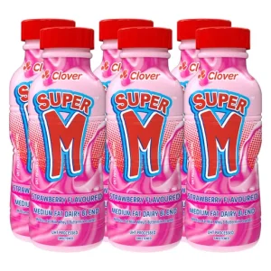 Clover Super M Medium Fat Milk Strawberry Flavour 6 x 300 ml