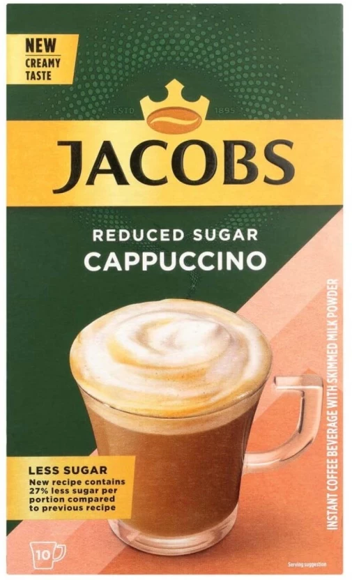 Jacobs Reduced Sugar Cappuccino Instant Coffee 50 X 111 g