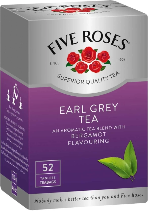 Five Roses Earl Grey Bergamot Black 52 Teabags