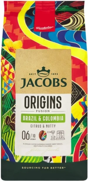 Jacobs Origins Fusion Brazil and Colombia Roast Ground Nut Coffee 1 kg