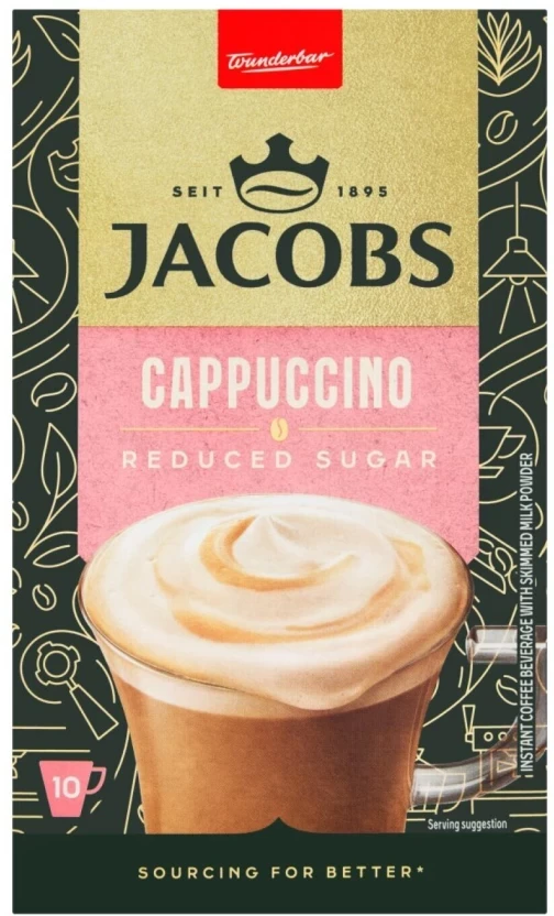Jacobs Reduced Sugar Cappuccino Instant Coffee 10 X 111 g - Image 2