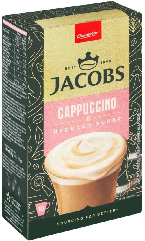 Jacobs Reduced Sugar Cappuccino Instant Coffee 10 X 111 g - Image 3